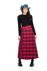 Tartan Pleated Plaid Maxi Skirt