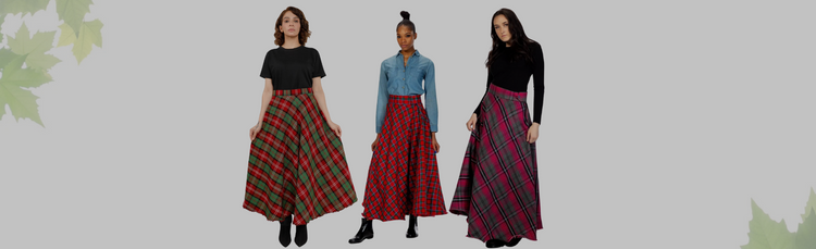 maxi plaid long skirt