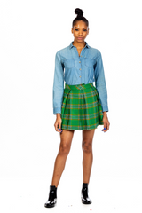 Classic Box Pleated Tartan Plaid Mini Skirt