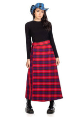 Tartan Pleated Plaid Maxi Skirt