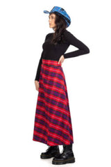 Tartan Pleated Plaid Maxi Skirt