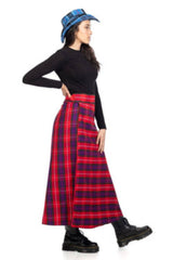 Tartan Pleated Plaid Maxi Skirt