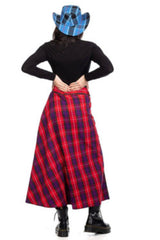 Tartan Pleated Plaid Maxi Skirt