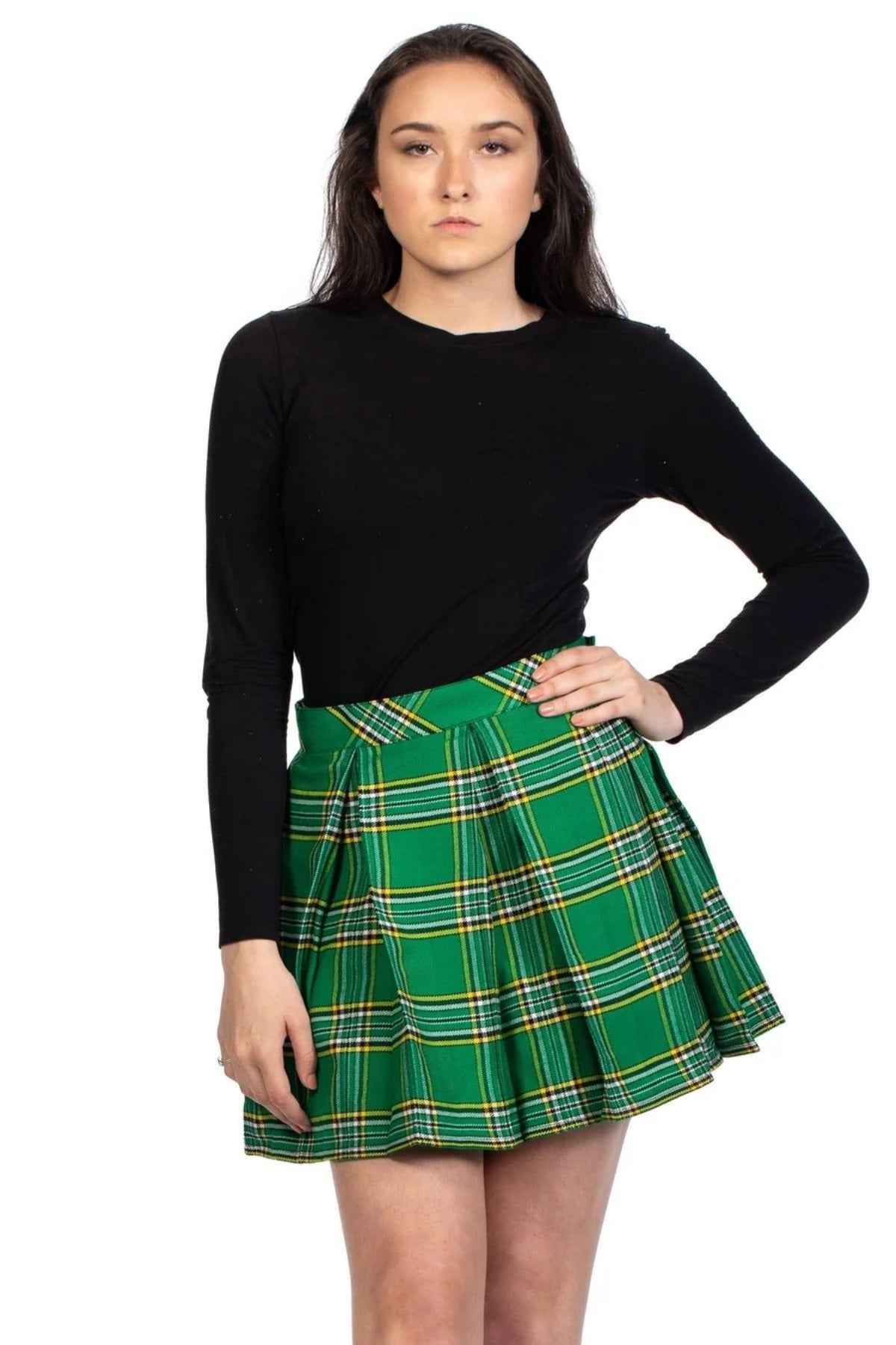 Box Pleated Tartan Plaid Mini Skirt