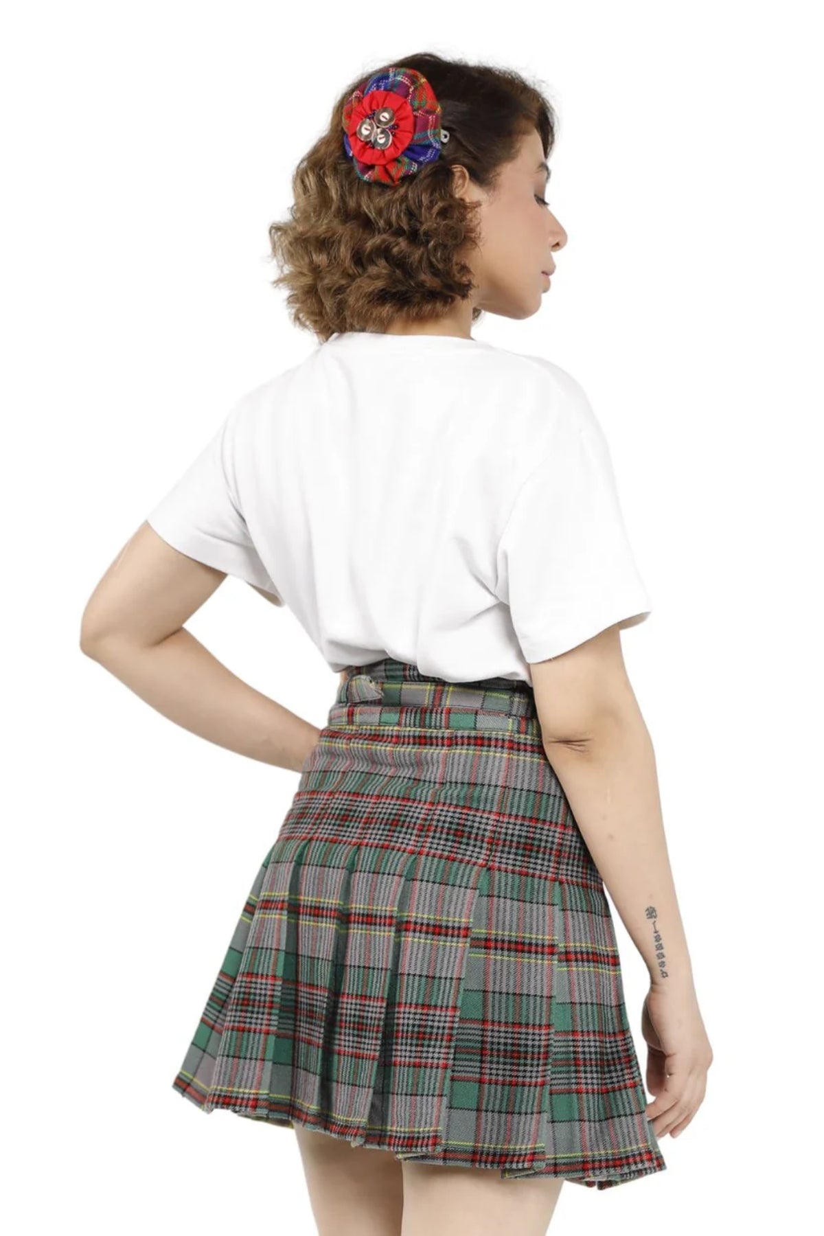 High-Waisted Plaid Pleated Mini Skirt