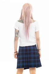 Dual-Buckle Tartan Mini Skirt