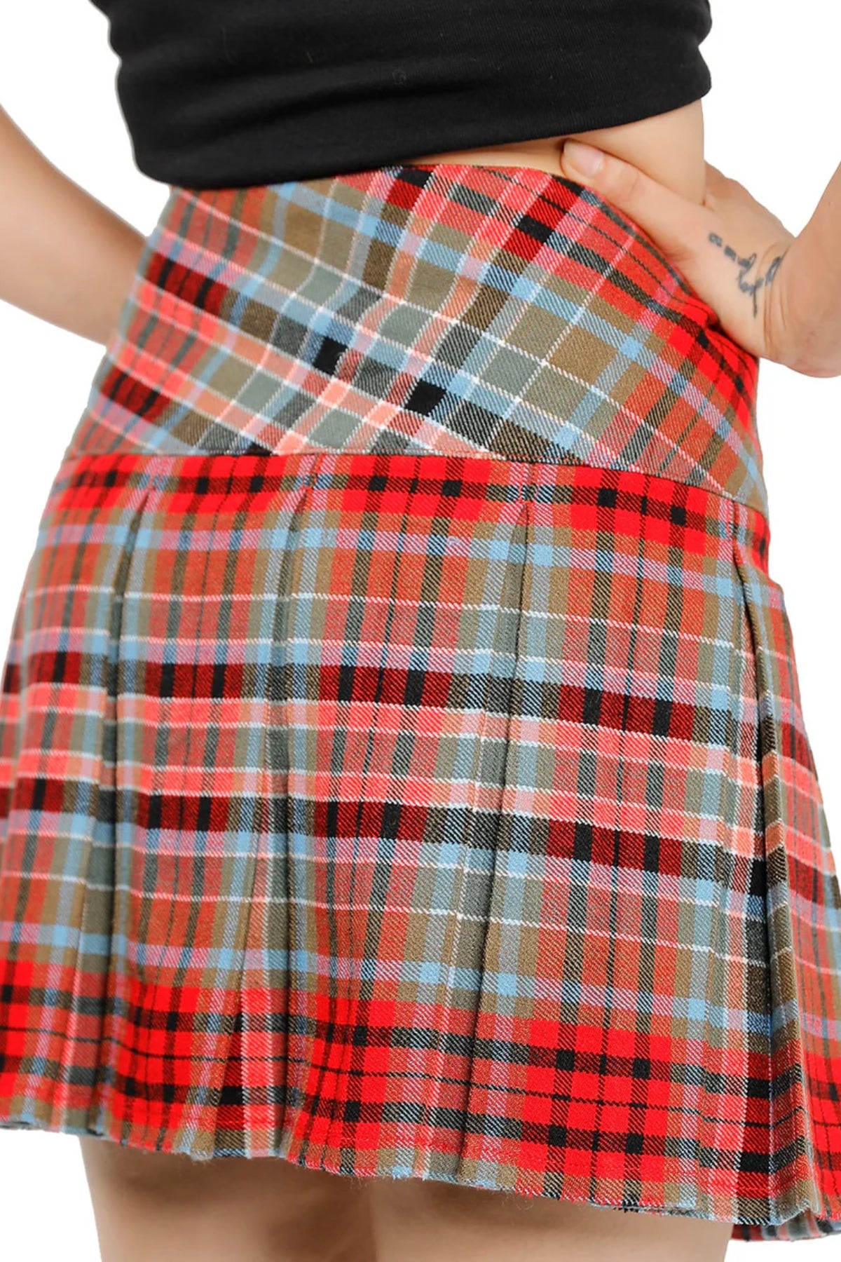 Box Pleated plaid skirt