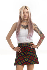 High-Waisted Tartan Plaid Mini Skirt with Side Zip Slit