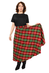 Long Plaid Skirt - Button Zipped