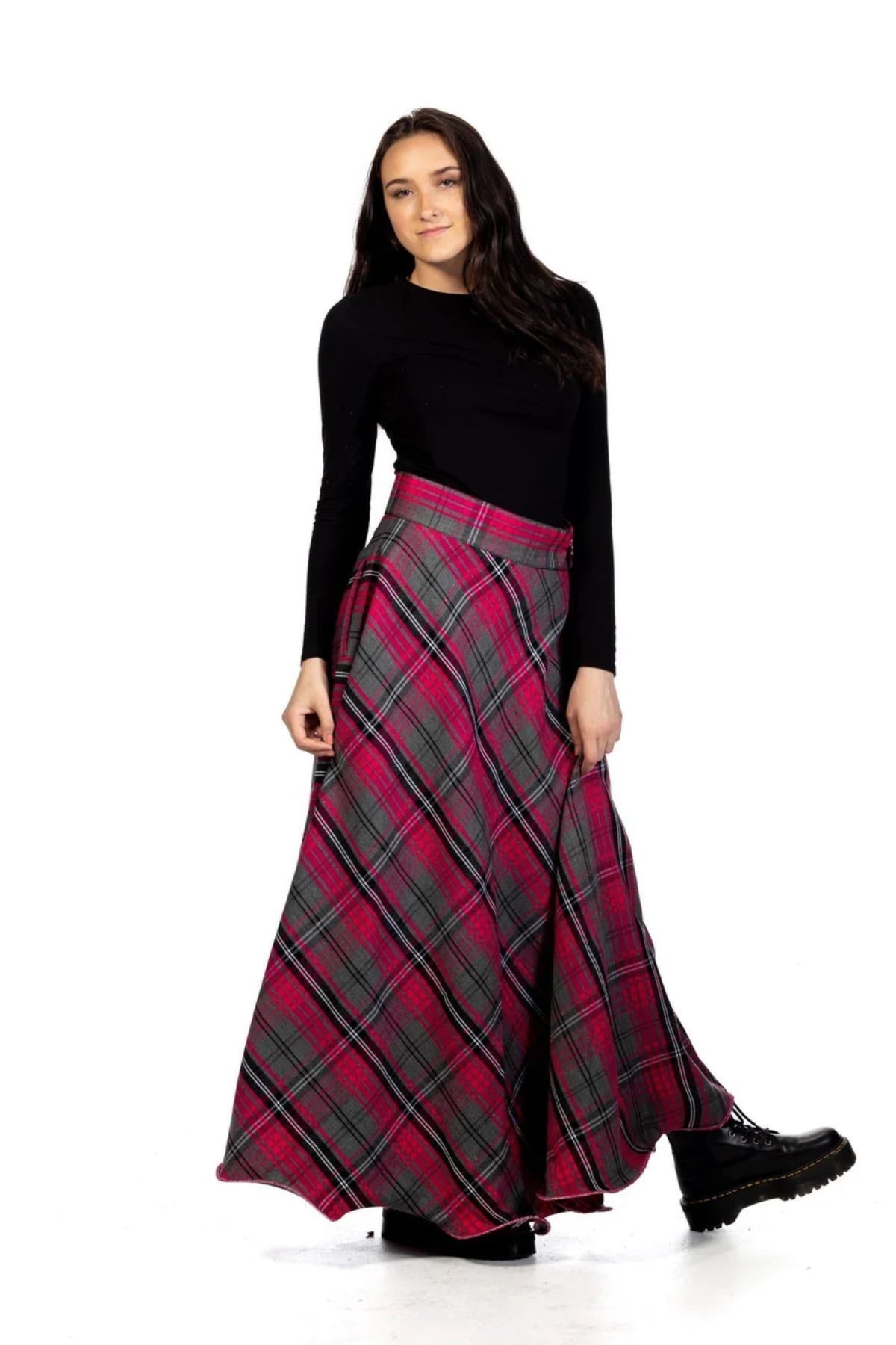 plaid maxi skirt
