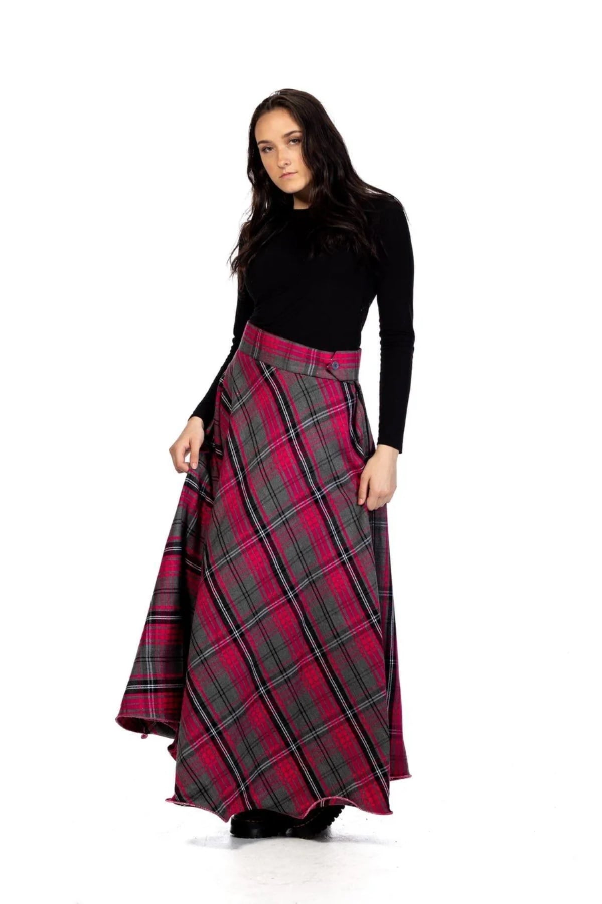 plaid long skirt
