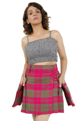 Pleated Plaid Utility Mini Skirt