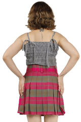 Pleated Plaid Utility Skirt