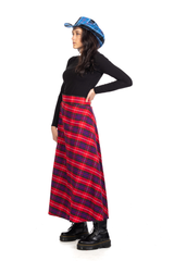 Tartan Pleated Plaid Maxi Skirt