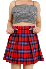 Pleated Plaid Mini Skirt