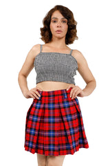 Pleated Plaid Short Skirt