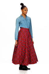 Tartan Pleated Maxi Skirt