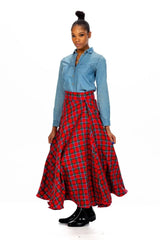 Tartan Pleated Plaid Maxi Skirt