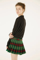 Highland Charm Wrap-Around Plaid Pleated Mini Skirt