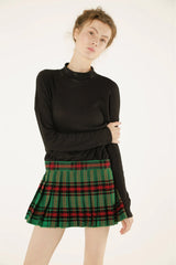 Highland Charm Wrap-Around Plaid Pleated Mini Skirt