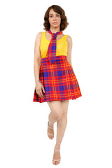 Pleated Plaid Mini Skirt 