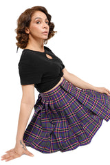 Wrap-Around Pleated Mini Skirt